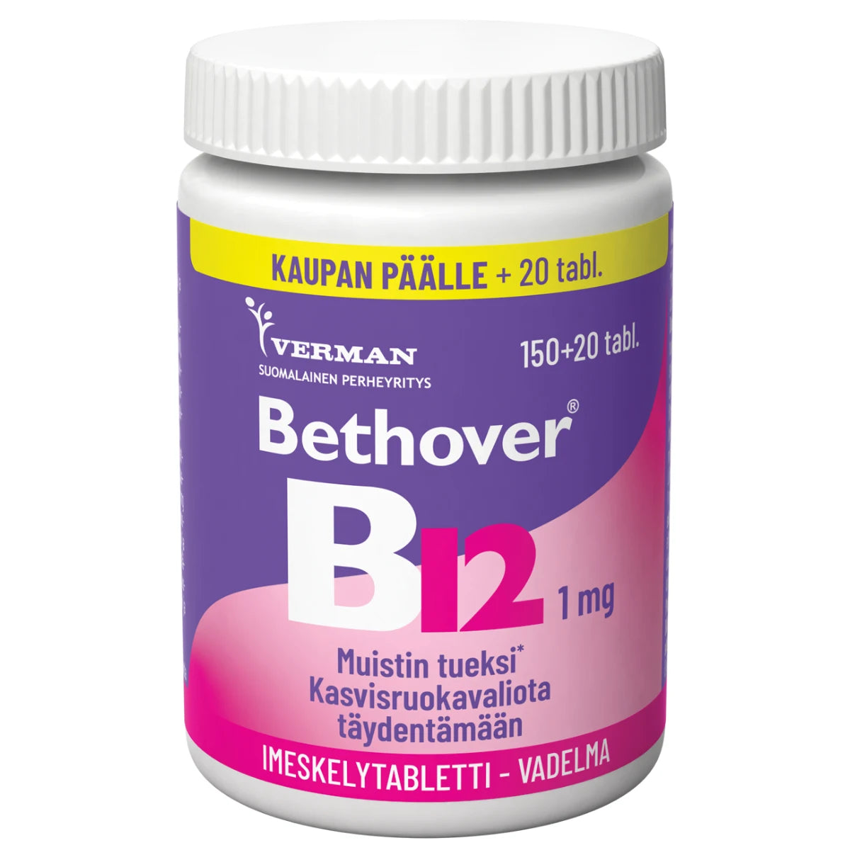 BETHOVER B12 1 mg vadelma imeskelytabletti 170 kpl kampanjapakkaus