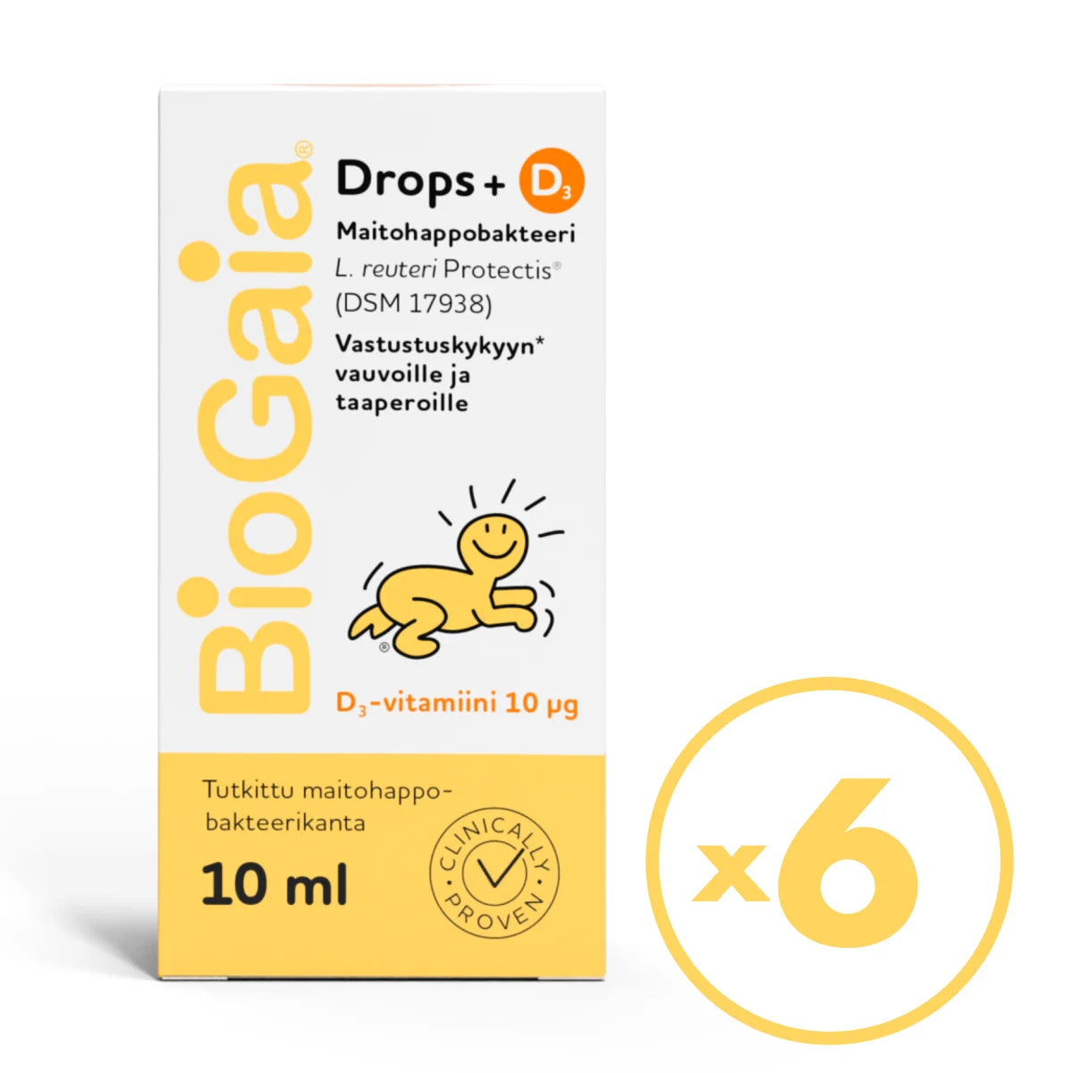 BioGaia Drops + D3 maitohappobakteeritippa 6x10 ml – Vauvoille ja taaperoille