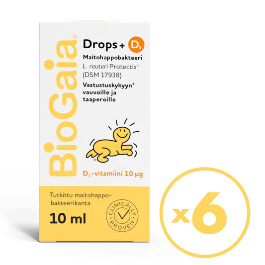 BioGaia Drops + D3 maitohappobakteeritippa 6x10 ml – Vauvoille ja taaperoille