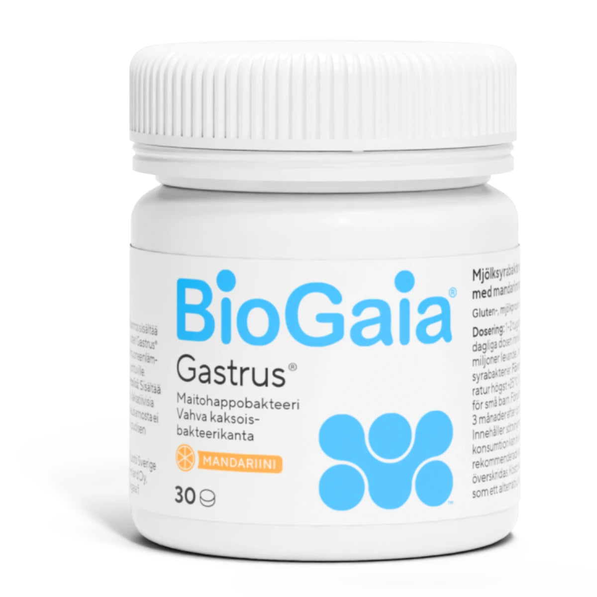 BIOGAIA Gastrus maitohappobakteerivalmiste sisältää tutkittuja maitohappobakteerikantoja