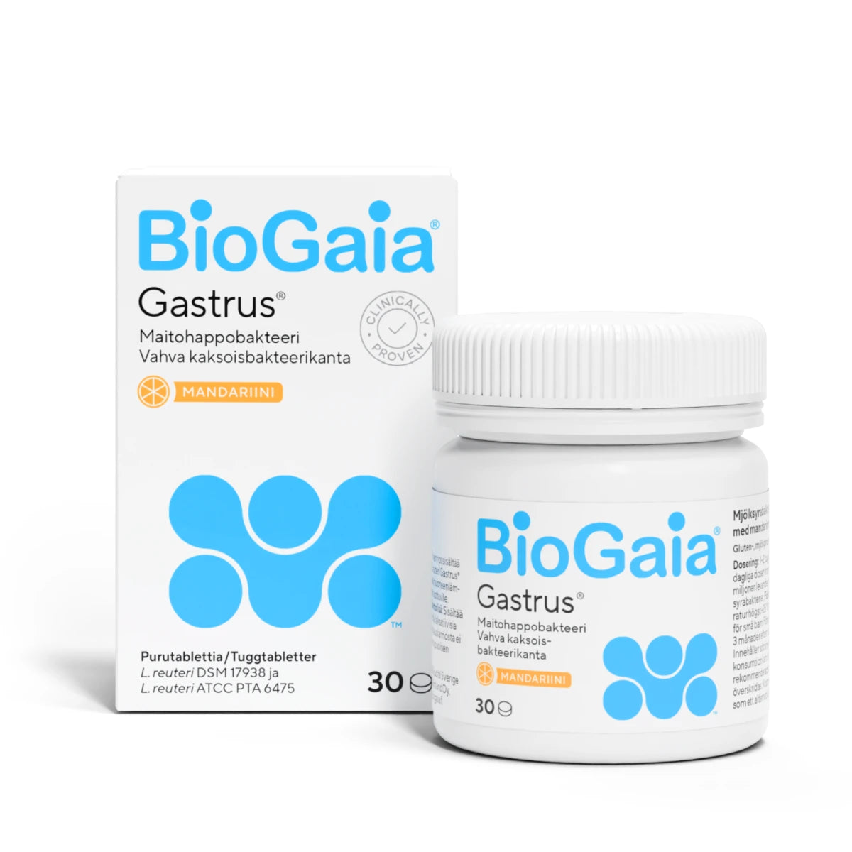 BIOGAIA Gastrus maitohappobakteerivalmiste 30 purutablettia