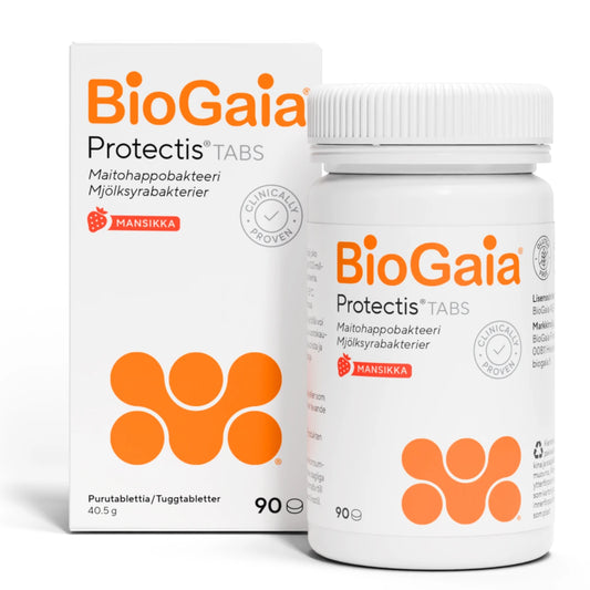 BioGaia Tabs Mansikka 30 tabl. – Maitohappobakteerivalmiste päivittäiseen käyttöön