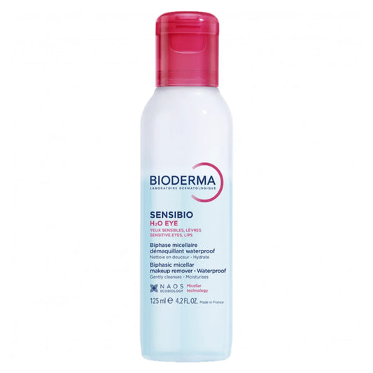 Bioderma Sensibio H2O Eye Makeup Remover 125 ml – tehokas ja hellävarainen silmä- ja huulimeikinpoistoaine