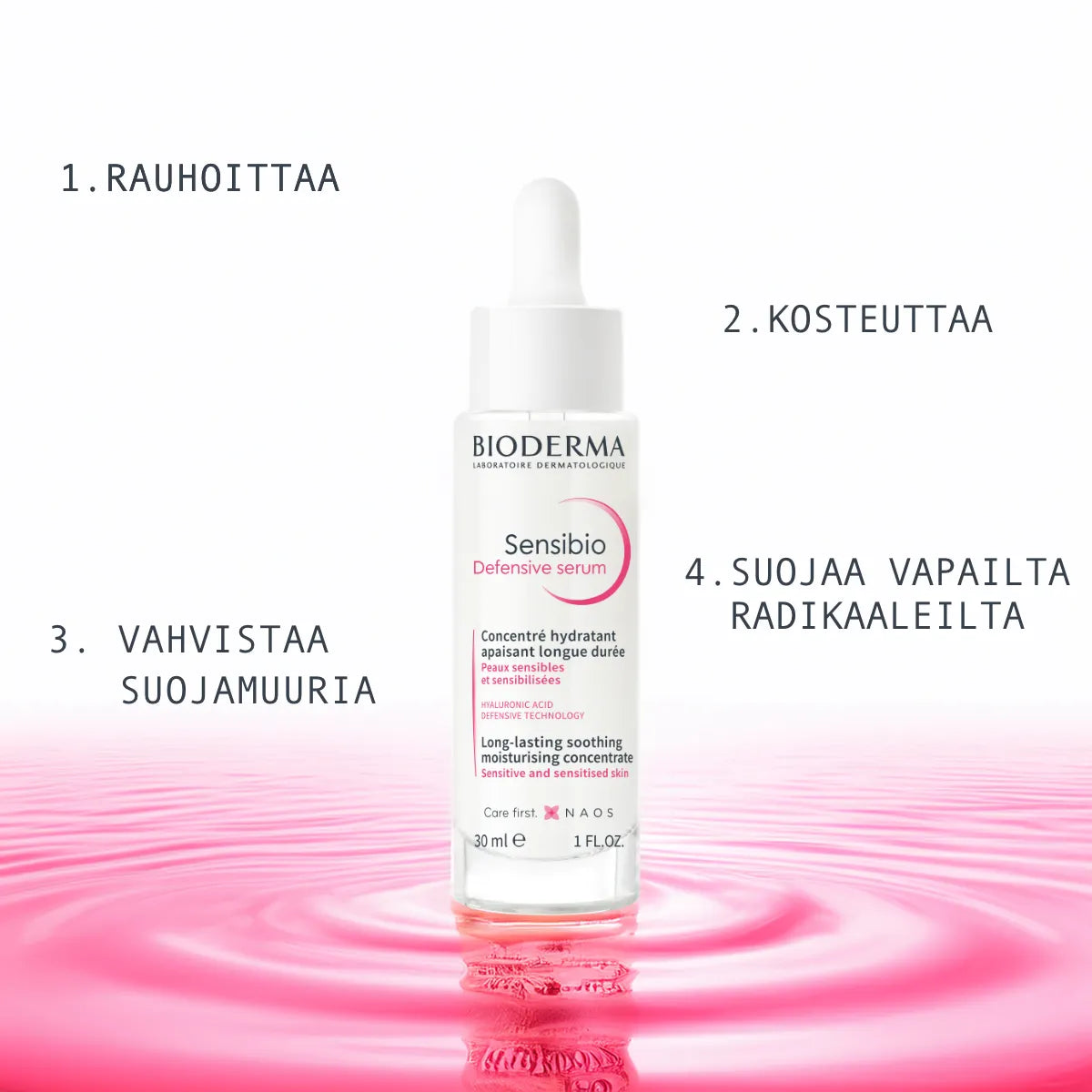 Bioderma Sensibio Defensive Serum 30 ml rauhoittaa ärtynytta ihoa ja vahvistaa suojamuuria