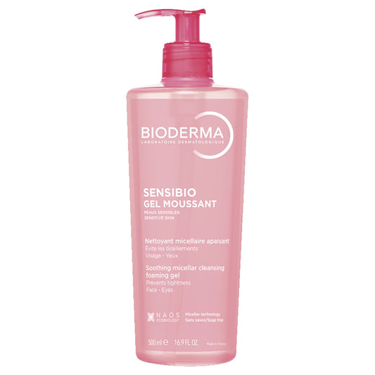 Bioderma Sensibio Soothing Micellar Cleansing Foaming Gel 500 ml – puhdistusgeeli herkälle iholle