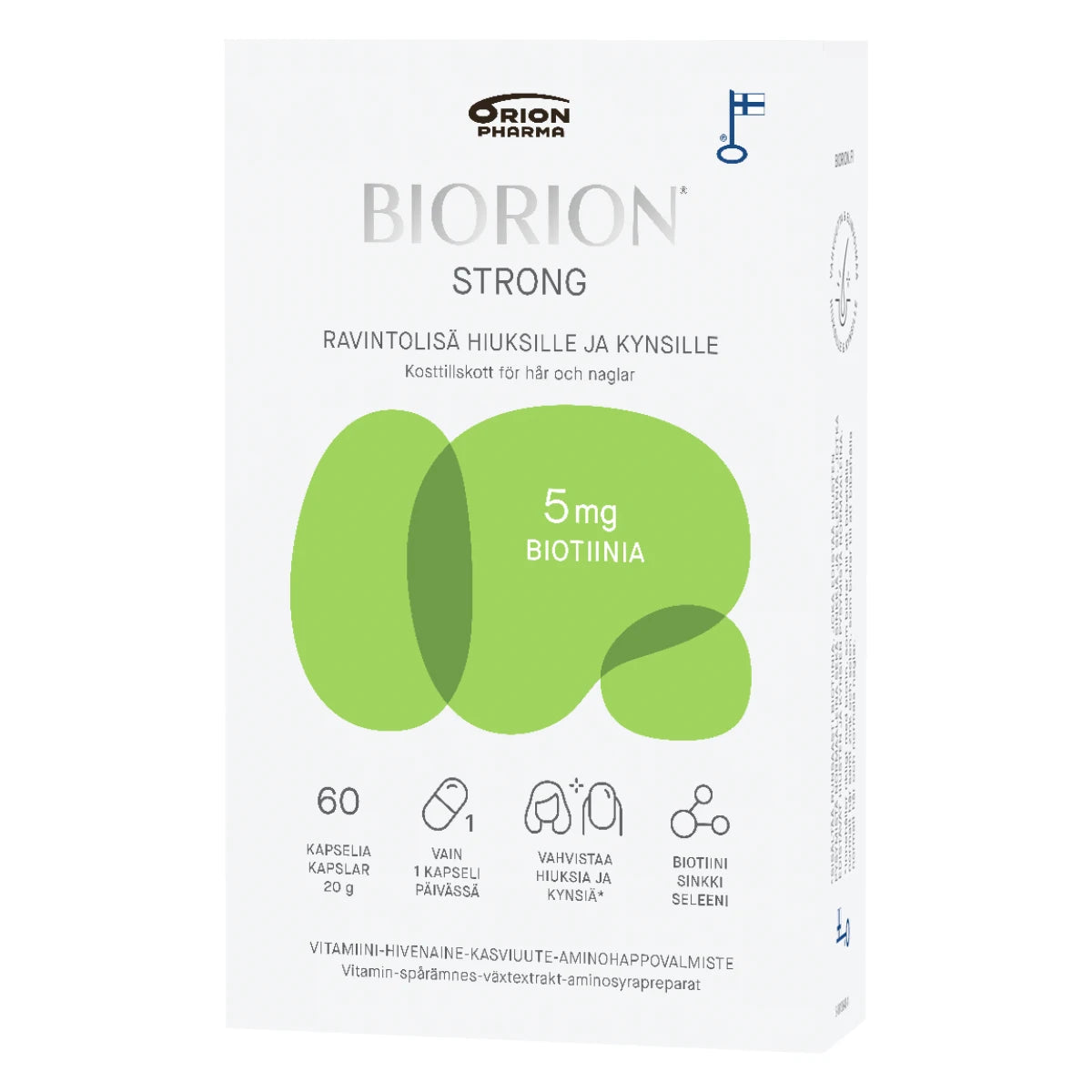 BIORION Strong 5 mg ravintolisä kapseli 60 kpl pakkaus vasemmalta