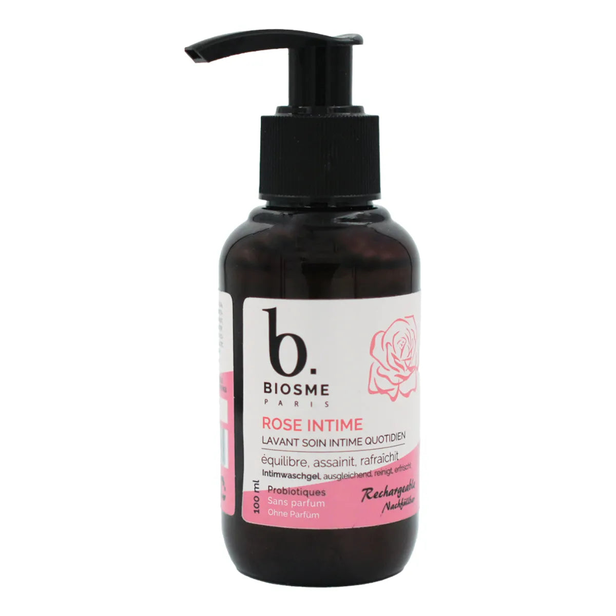 Biosme Rose Intiimipesugeeli 100 ml –&nbsp;Hellävarainen probioottinen intiimipesugeeli matkakoossa