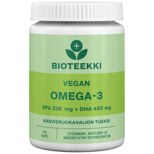 Bioteekki Vegan Omega-3 kapseli 60 kpl kasvisruokavalion tueksi