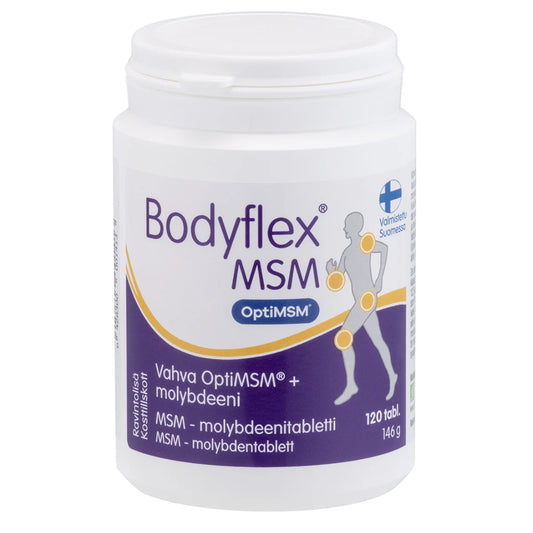 Bodyflex® MSM 120 tabl – OptiMSM® ja molybdeeni samassa tabletissa