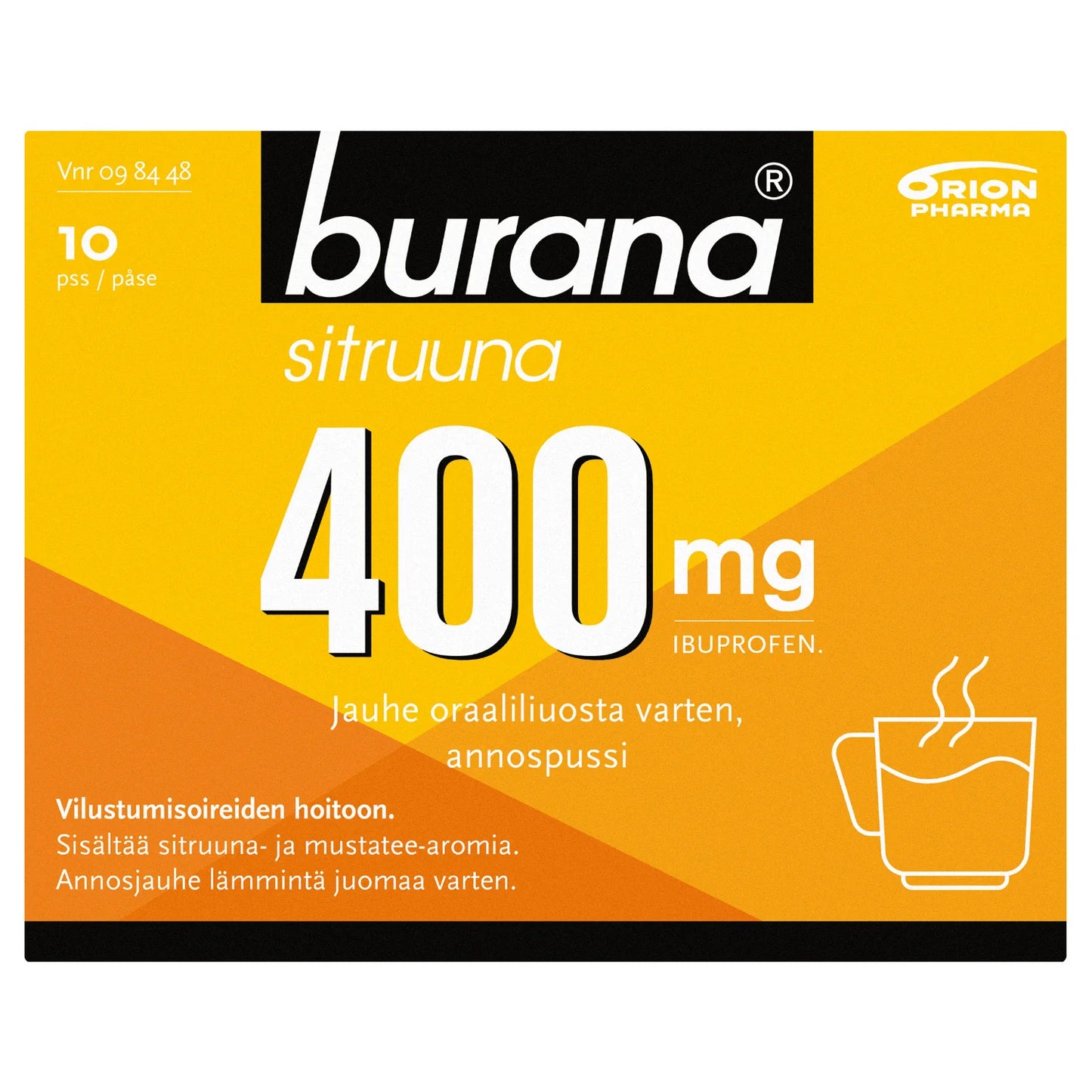 Burana Sitruuna 400 mg jauhe oraaliliuosta varten, annospussi