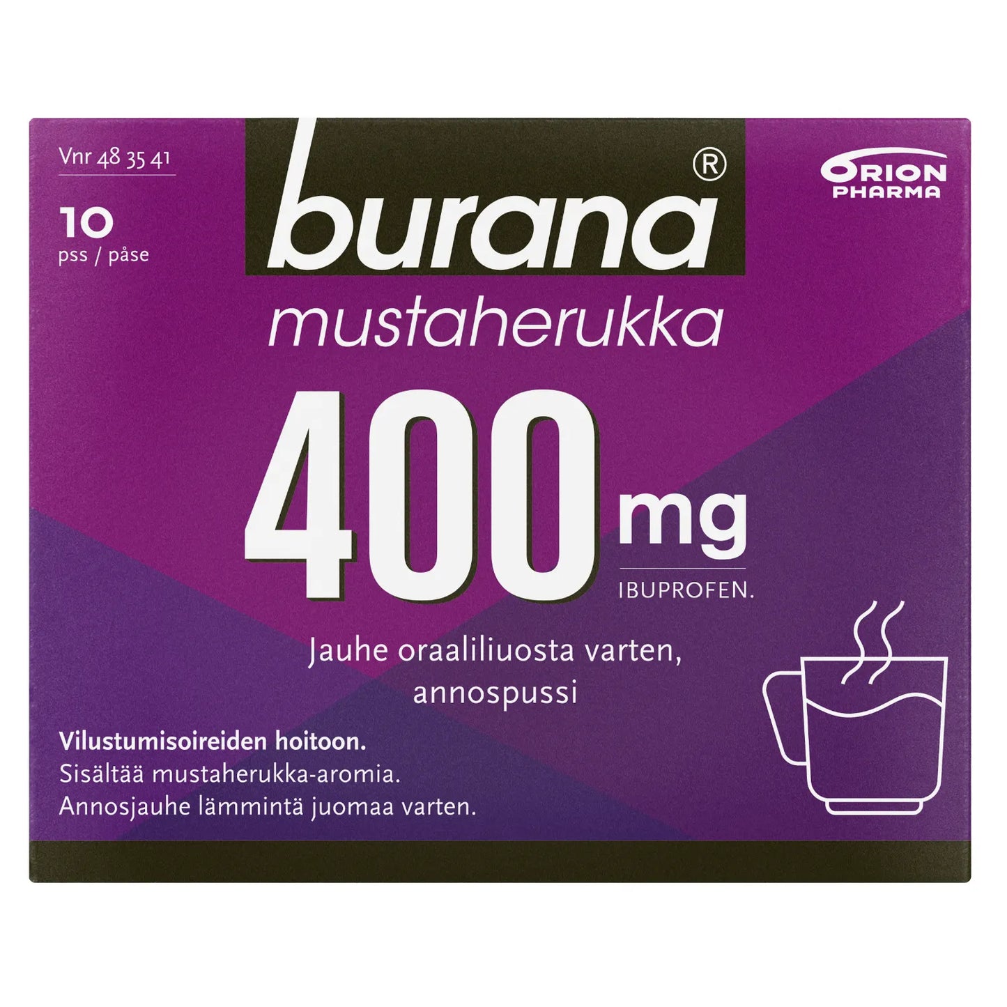 Burana Mustaherukka 400 mg jauhe oraaliliuosta varten, annospussi