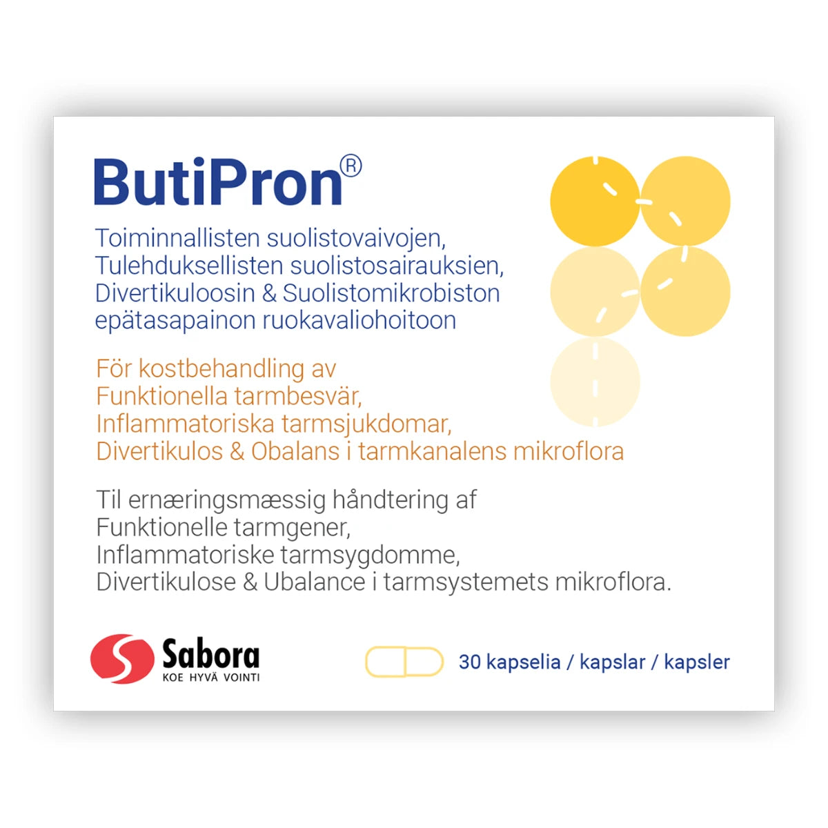 ButiPron 30 kaps suoliston epätasapainon ruokavaliohoitoon