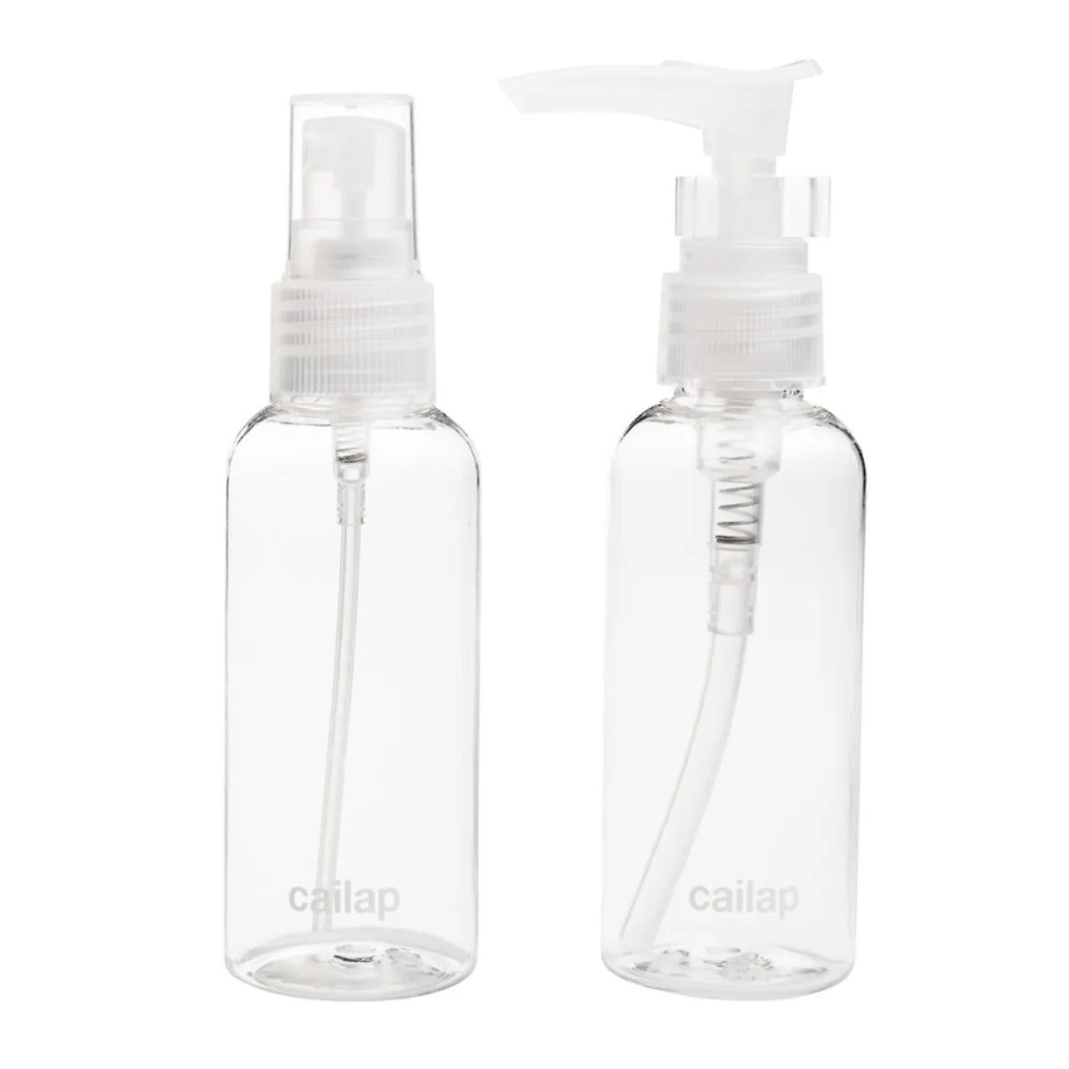 CAILAP Matkaspray- ja pumppupullo 65 ml (2 kpl) helposti täytettävät muovipullot matkaa varten