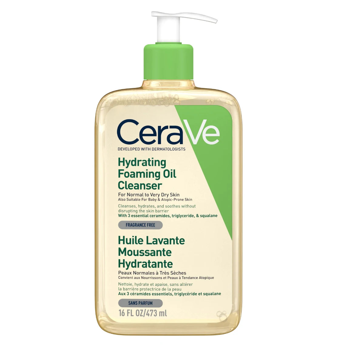 CERAVE Hydrating Foaming Oil Cleanser puhdistusöljy 473 ml normaalille ja hyvin kuivalle iholle