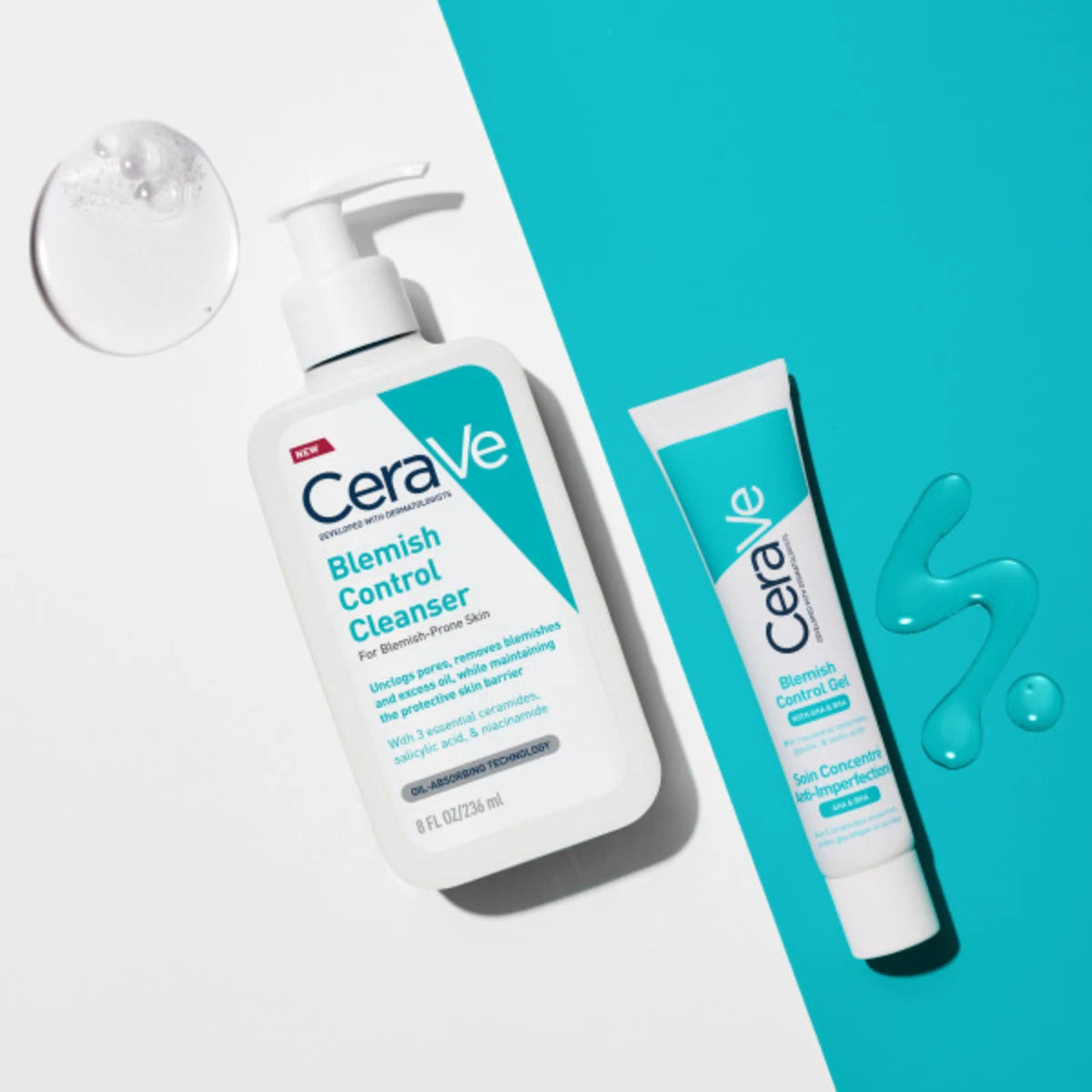 CERAVE Blemish Control Cleanser hajusteeton puhdistusgeeli 236 ml ja Blemish Control Gel 40 ml