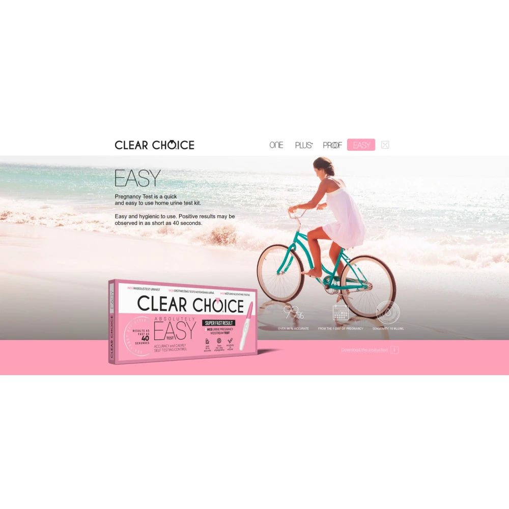 CLEAR CHOICE AET 6 päivää ennen raskaustesti 1 kpl testin voi tehdä jopa 5 päivää ennen kuukautisten alkua