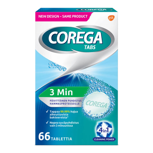 COREGA Tabs 3 Minutes puhdistustabletit 66 kpl