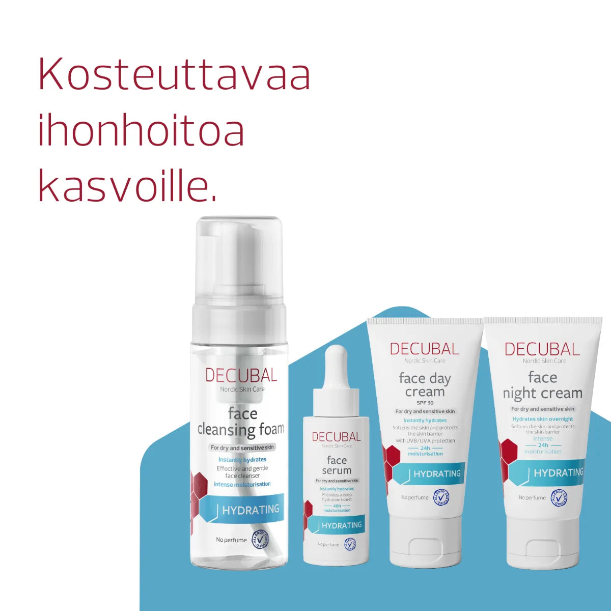 DECUBAL Face Serum kosteuttava kasvoseerumi 30 ml sarja kasvojen ihonhoitoon