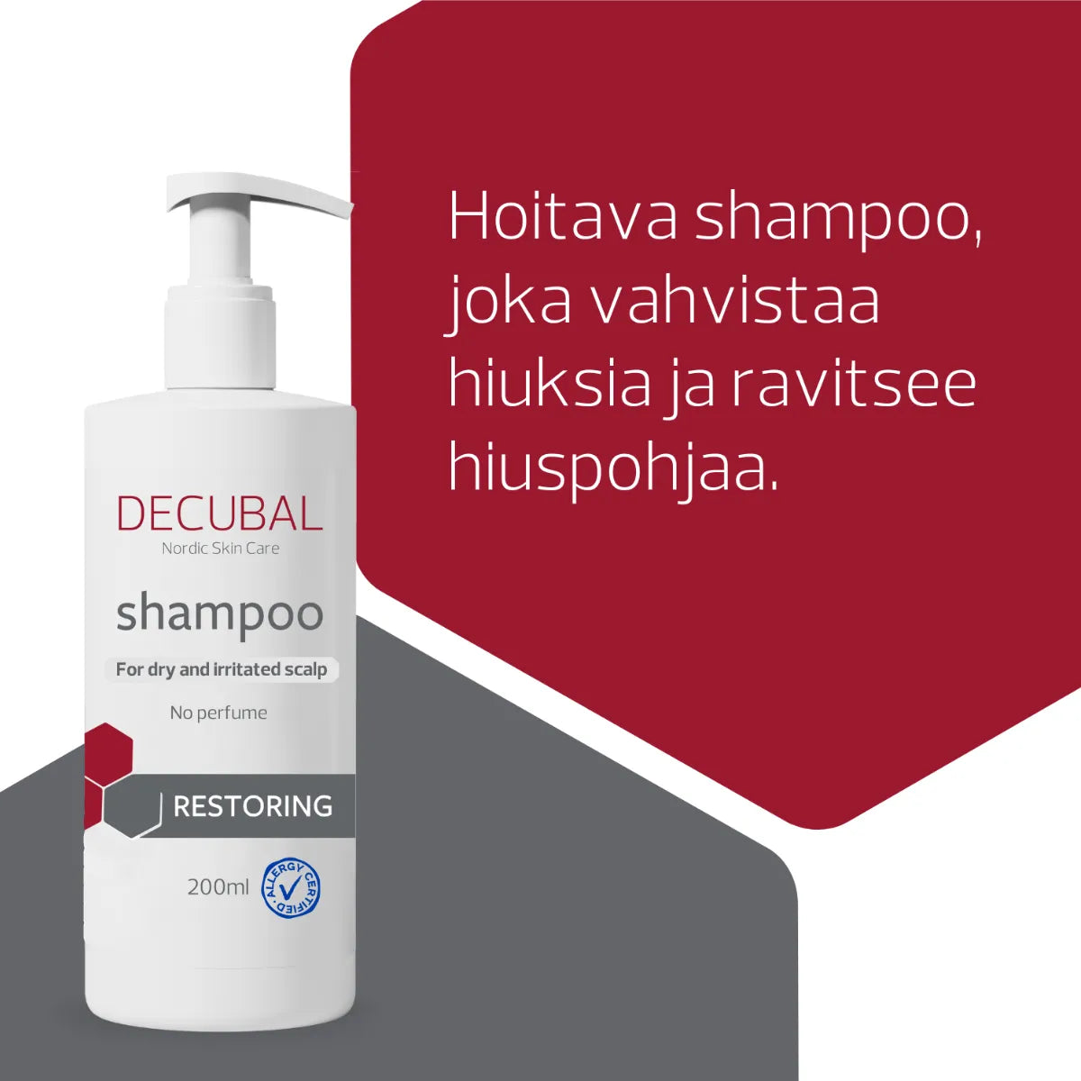 DECUBAL Mild Shampoo herkälle ja kuivalle hiuspohjalle 200 ml hoitava shampoo vahvistaa ja ravitsee