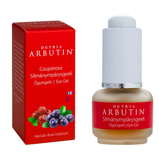 DETRIA Arbutin Couperosa Silmänympärysgeeli 14 ml vaalentaa tummia silmänalusia