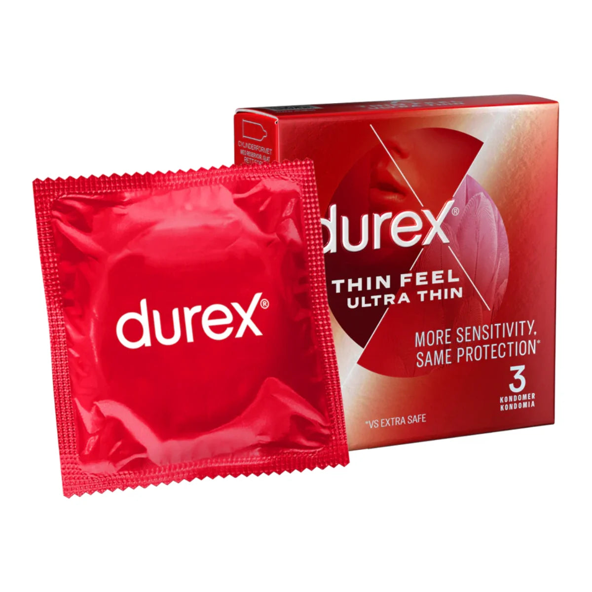 Durex Ultra Thin kondomi 3 kpl ultraohut kondomi, jossa enemmän tuntoa