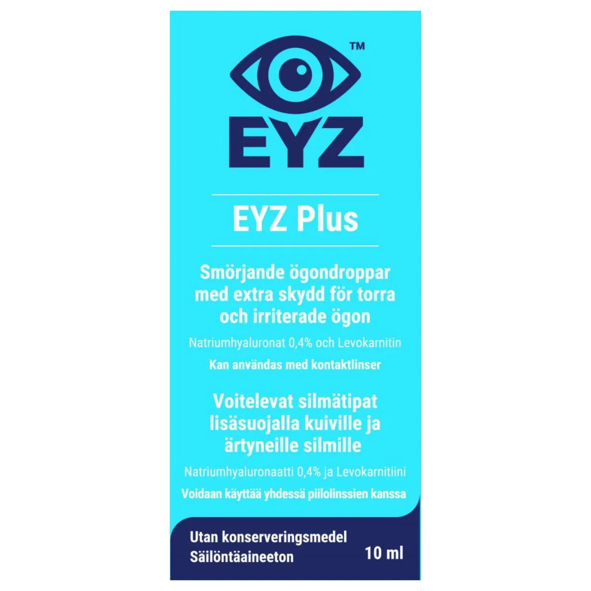 EYZ Plus silmätipat 10 ml – tehokasta kosteutusta ja suojaa kuiville ja ärtyneille silmille