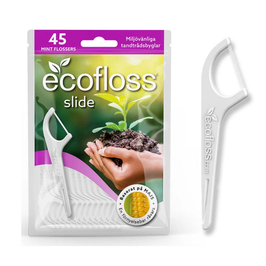 ECOFLOSS Slide hammaslankain 45 kpl on litteä, mehiläisvahalla päällystetty hyvin liukuva lanka