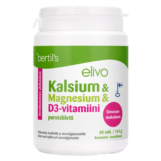 ELIVO Kalsium & Magnesium & D-vitamiini purutabletti 80 kpl