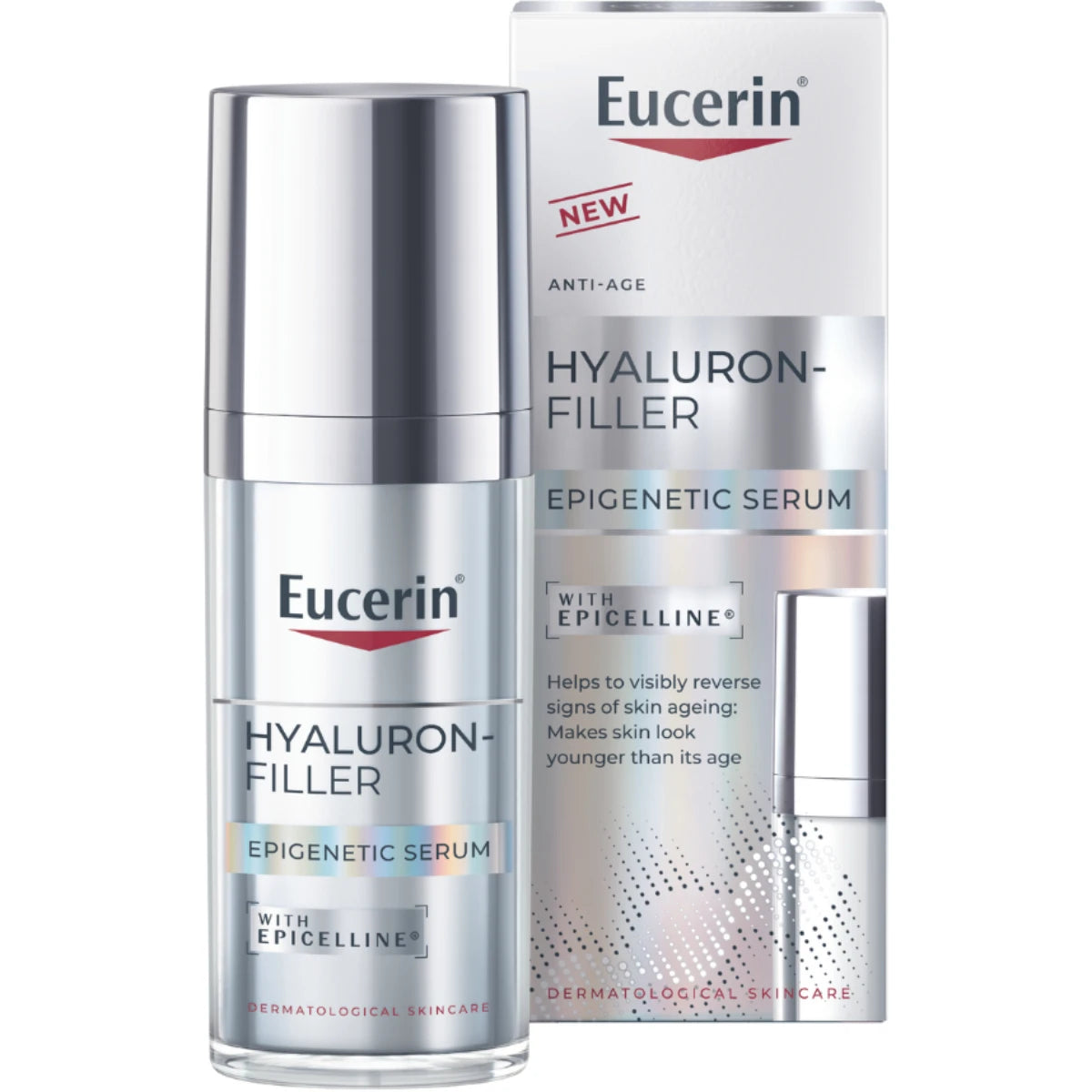 Eucerin Hyaluron-Filler Epigenetic Serum kasvoseerumi 30 ml aktivoi nuoruusgeenit iholla ja vähentää ikääntymisen merkkejä, tehojas anti-ageing -seerumi