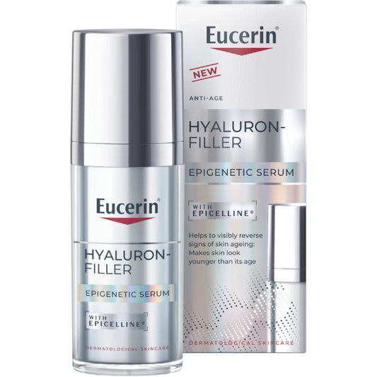 Eucerin Hyaluron-Filler Epigenetic Serum kasvoseerumi 30 ml aktivoi nuoruusgeenit iholla ja vähentää ikääntymisen merkkejä, tehojas anti-ageing -seerumi