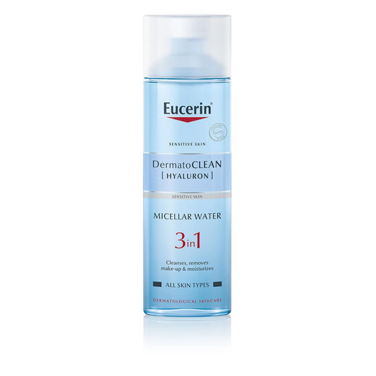 EUCERIN DermatoCLEAN 3in1 Micellar Water misellivesi 200 ml poistaa kaiken vesiliukoisen silmä- ja kasvomeikin