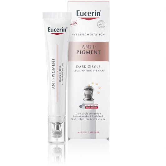 EUCERIN Anti-Pigment Dark Circle Illuminating Eye Care silmänympärysvoide, kirkastaa ja silottaa silmänympärysihoa viilentävällä applikaattorilla.