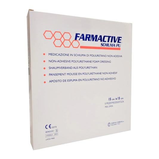 FARMACTIVE Schiuma PU Vaahtosidos 15 cm x 15 cm 5 kpl