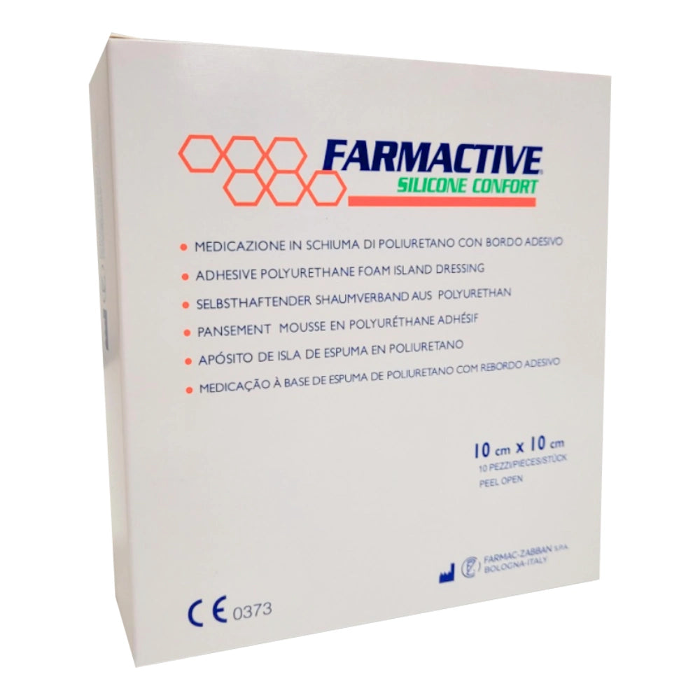 FARMACTIVE Silikonivaahtosidos B 10 cm x 10 cm tarttuva haavasidos 10 kpl