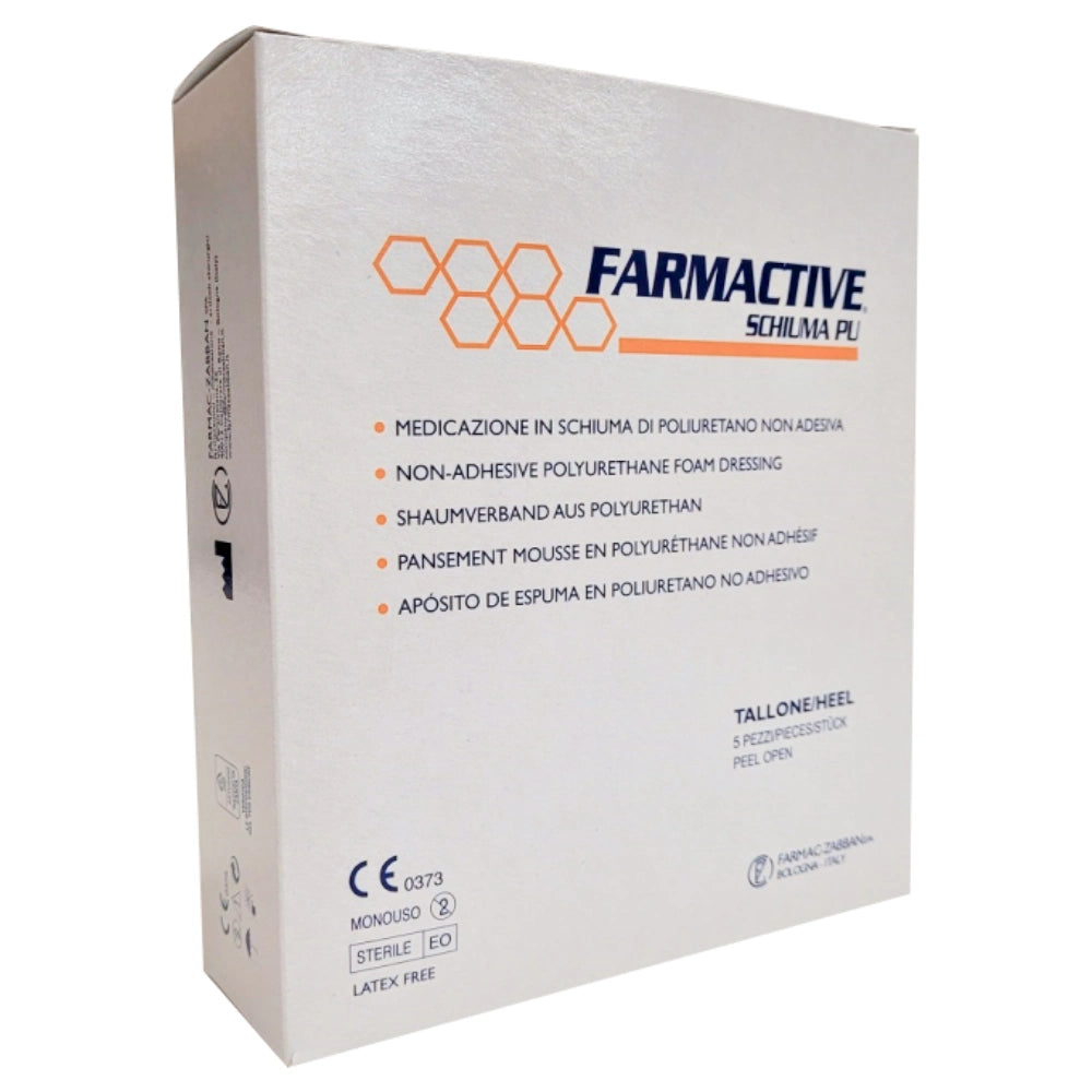 FARMACTIVE Schiuma PU Kantapäävaahtosidos 10 cm x 13 cm 5 kpl