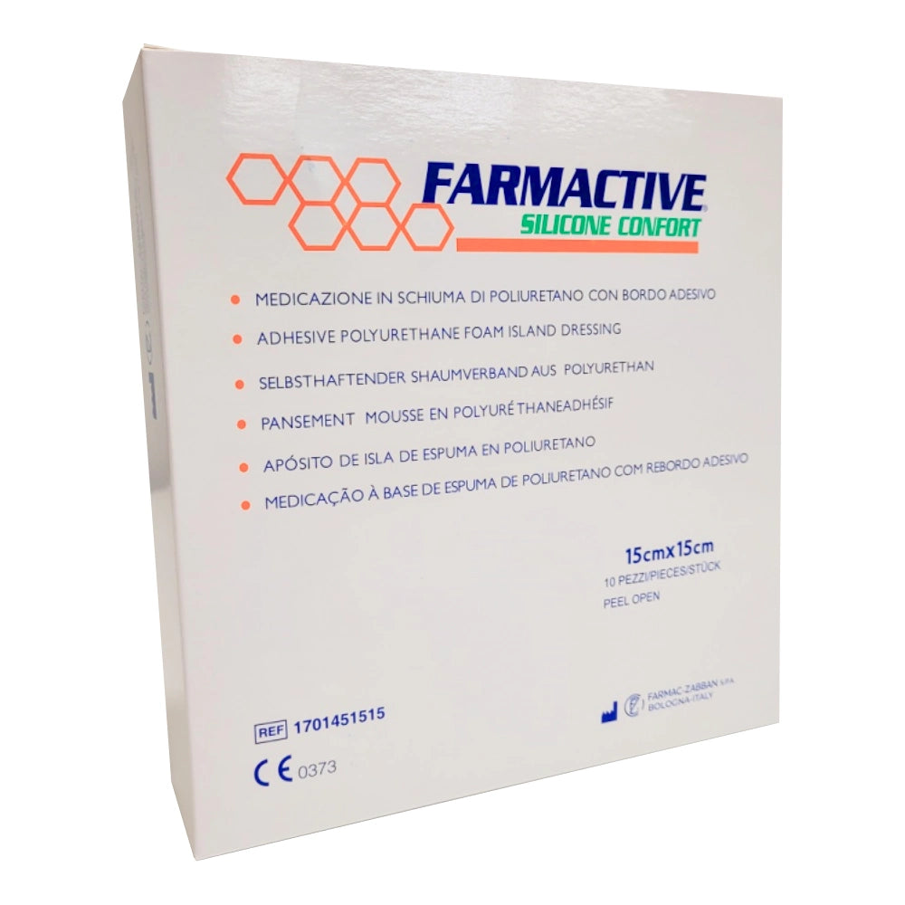 FARMACTIVE Silikonivaahtosidos B 15 cm x 15 cm tarttuva haavasidos