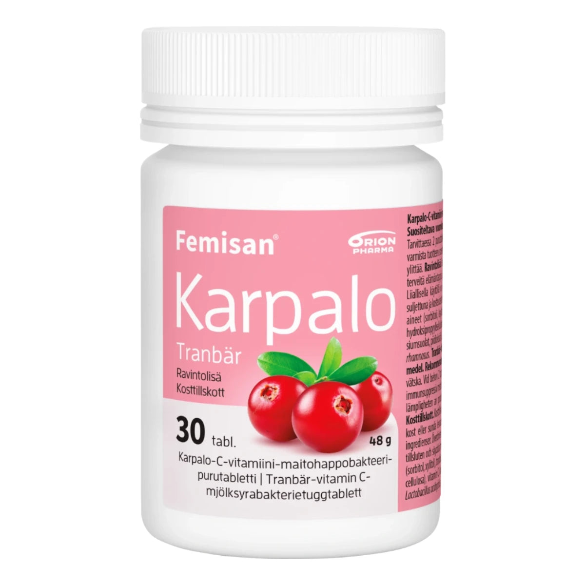 FEMISAN Karpalo purutabletti 30 kpl kaiken ikäisille naisille päivittäiseen käyttöön