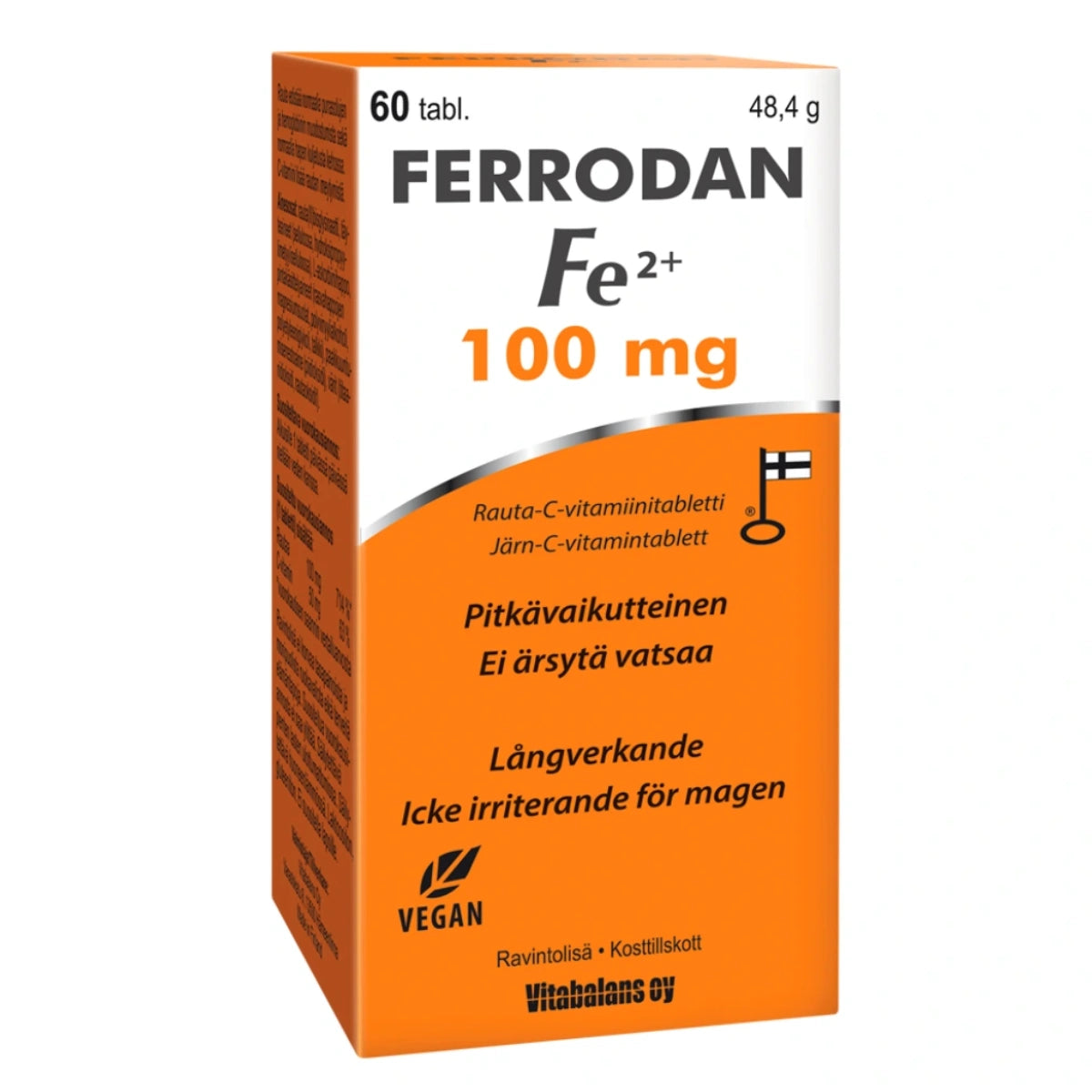 FERRODAN Fe2+ 100 mg tabletti 60 kpl vahva ja pitkävaikutteinen rauta-C-vitamiinitabletti
