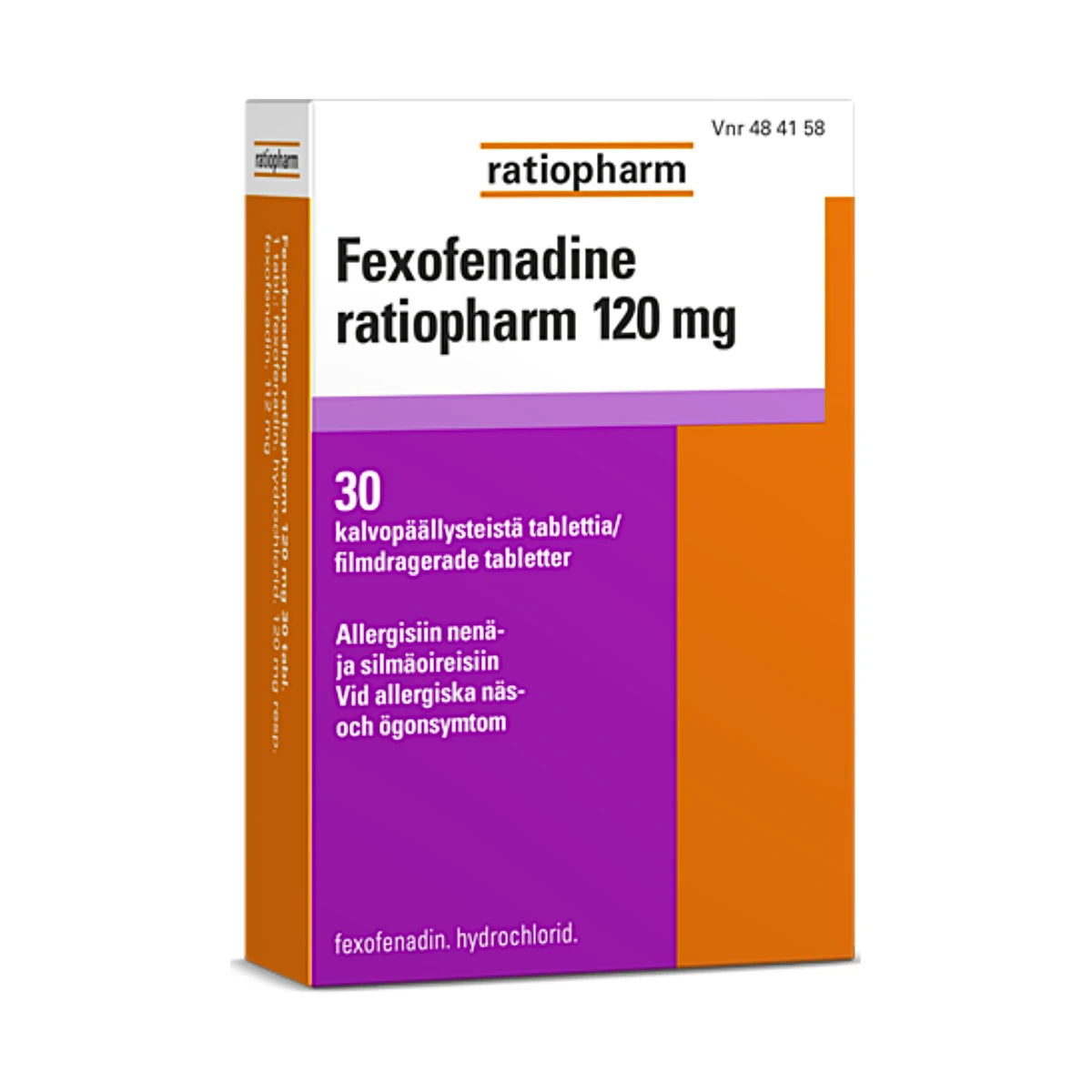 Fexofenadine ratiopharm 120 mg tabletti 30 kpl allergisiin oireisiin