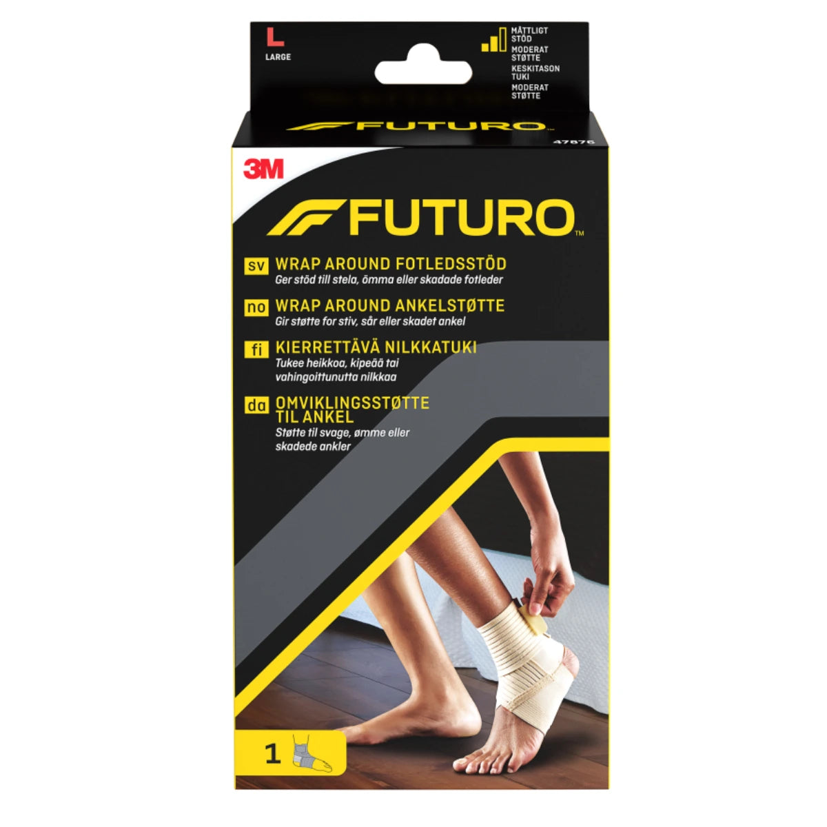 FUTURO Kierrettävä nilkkatuki L tukee kipeää tai vahingoittunutta nilkkaa