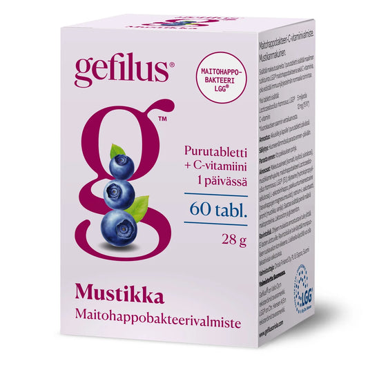 GEFILUS Mustikka purutabletti 60 kpl maitohappobakteerivalmiste
