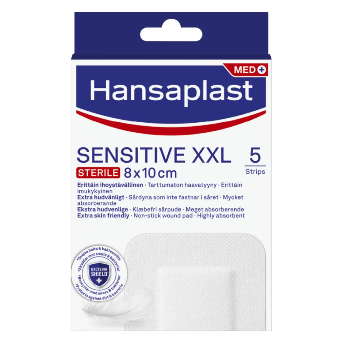 HANSAPLAST Sensitive XXL Haavasidos 8 cm x 10 cm, 5 kpl – Ihoystävällinen suoja suuremmille haavoille