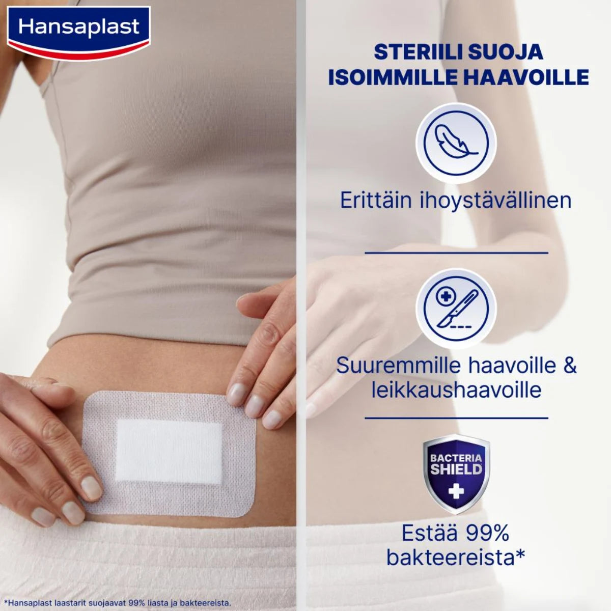 HANSAPLAST Sensitive XXL steriili haavasidos isoille haavoille