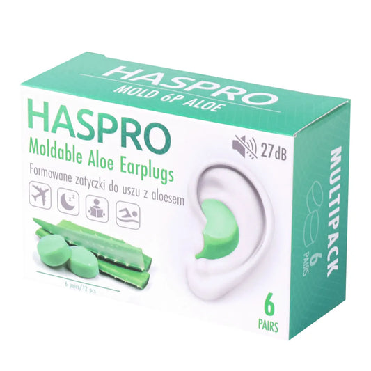 Haspro MOLDABLE Aloe Vera silikonkorvatulpat 6 paria