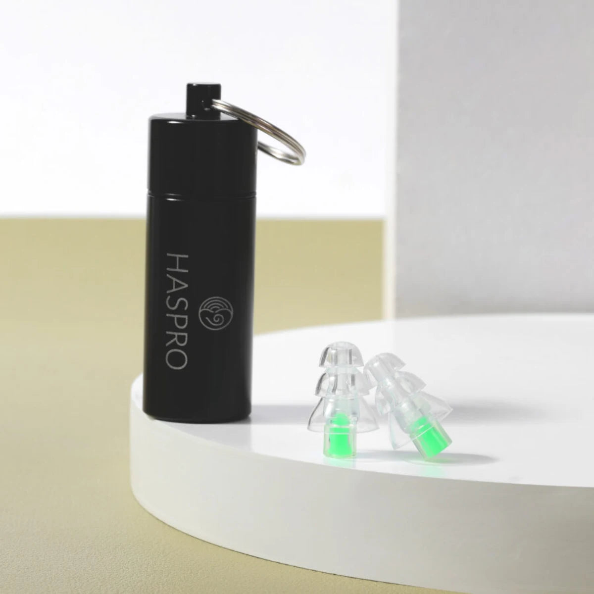 Haspro Work Soft silikonikorvatulpat, mukana säilytyskotelo ripustuslenkillä