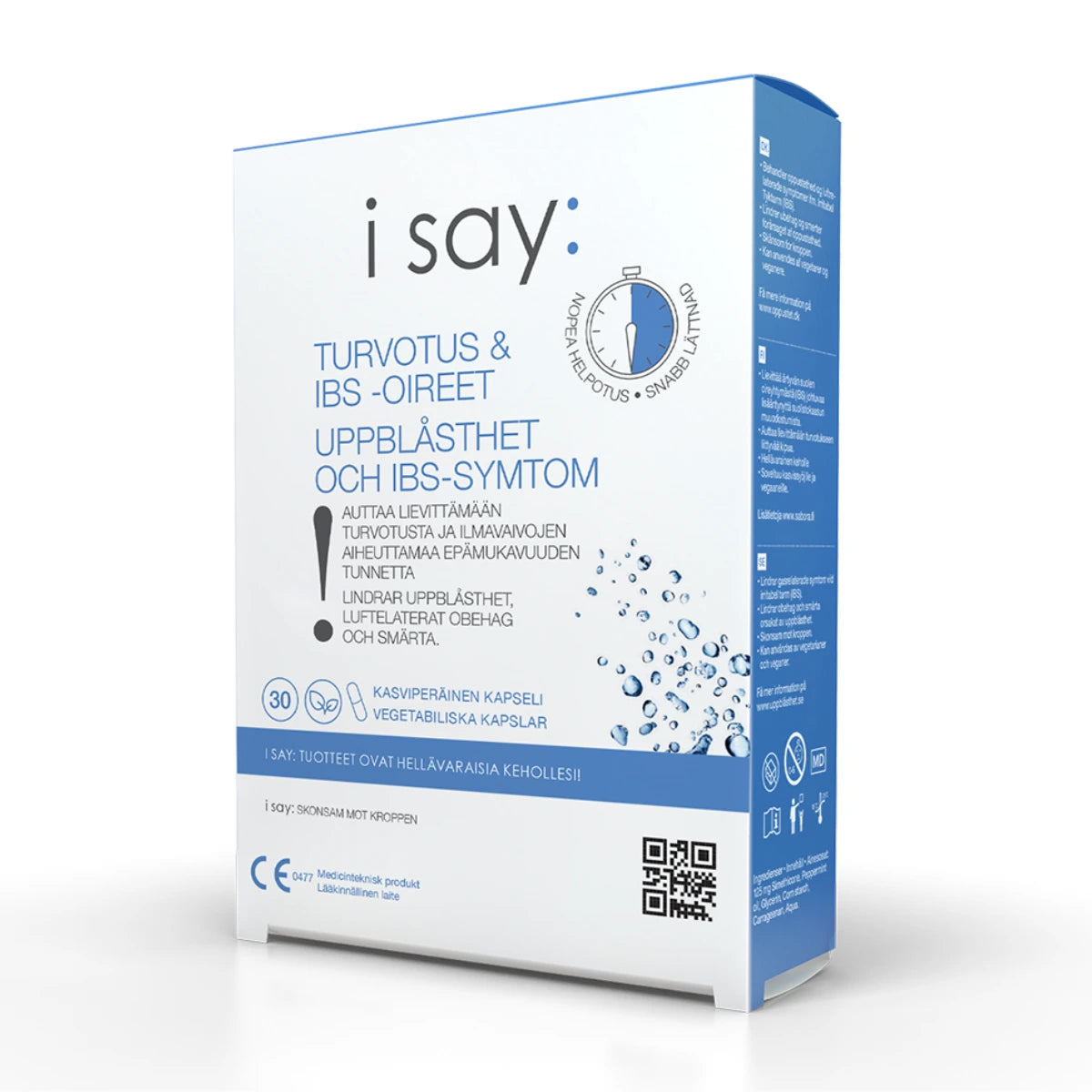I SAY: Turvotus & IBS-oireet kapseli 30 kpl liiallisen kaasun ja turvotuksen vähentämiseen