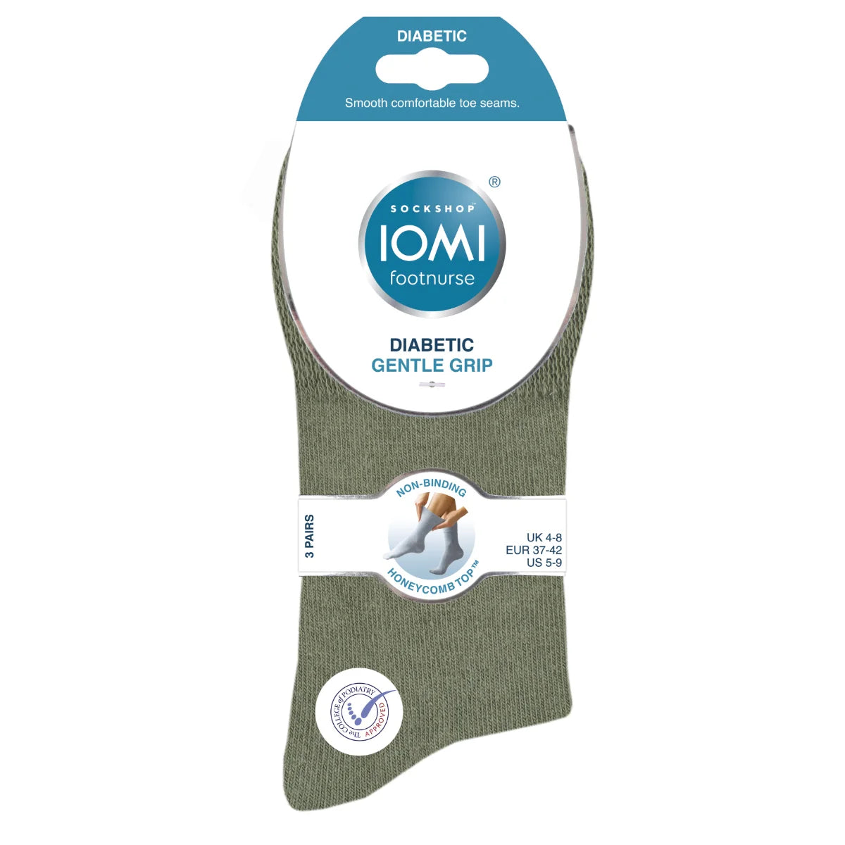 IOMI Footnurse Diabetessukka 37-42 Murretut värit 3 paria