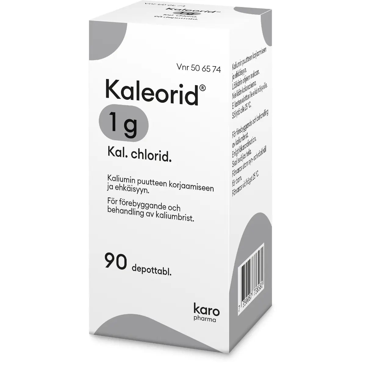 KALEORID depottabletti 1 g 90 fol kaliumin puutteen korjaamiseen ja ehkäsyyn