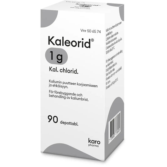 KALEORID depottabletti 1 g 90 fol kaliumin puutteen korjaamiseen ja ehkäsyyn