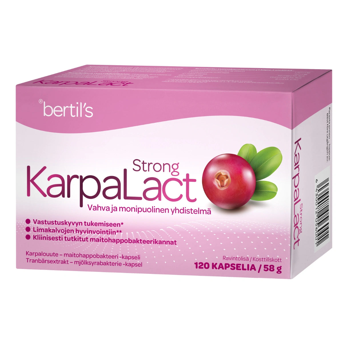 KARPALACT Strong kapseli 120 kpl kaksivaikutteinen karpalouutetta ja maitohappobakteereita sisältävä ravintolisä